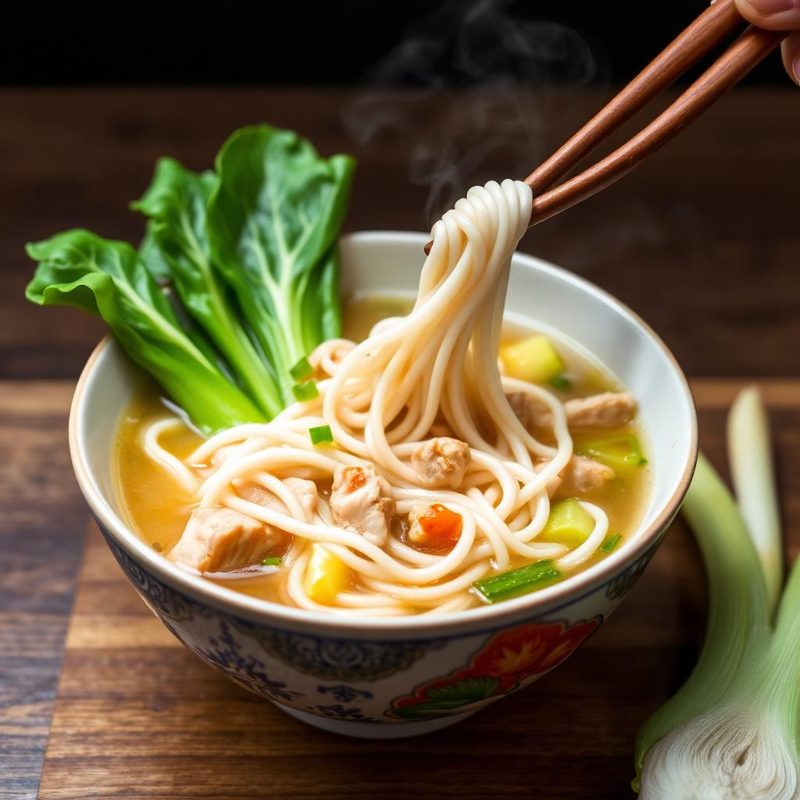 Ginger Chicken Rice Noodle Soup — low FODMAP soup recipe