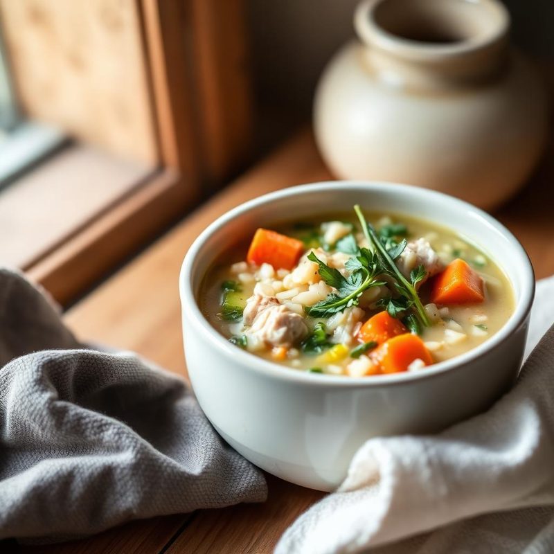 Comforting Chicken & Rice Soup - low FODMAP chicken recipe
