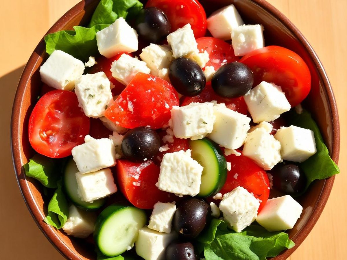 Garlic-Free Greek Salad - greek salad with tomato, cucumber, olives and feta