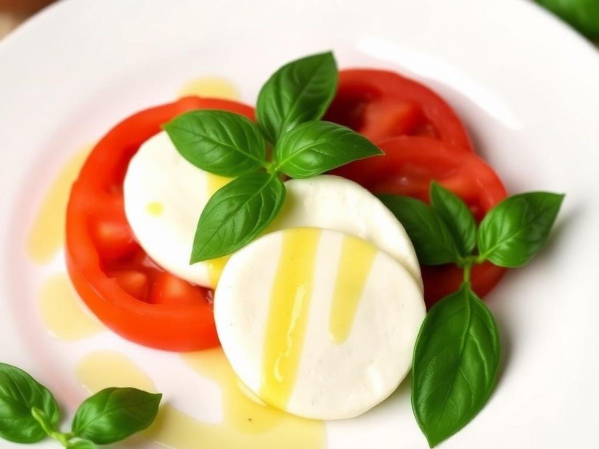 Classic Tomato & Mozzarella Caprese - caprese salad with tomato, mozzarella and basil