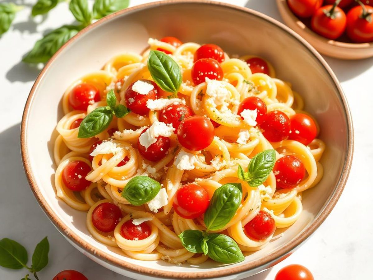 Gluten-Free Pasta Salad - gluten-free pasta salad with cherry tomatoes and basil