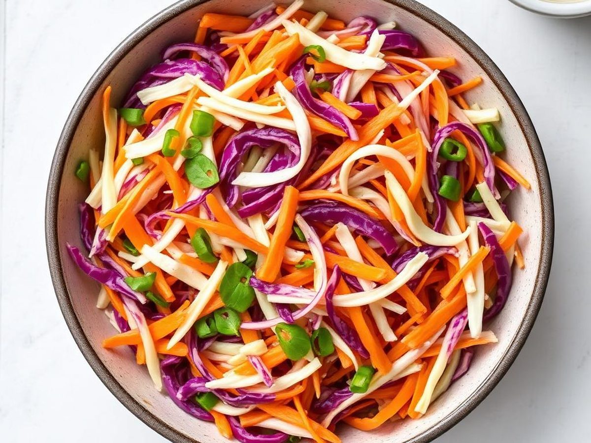 Crunchy Carrot & Cabbage Slaw - carrot and cabbage slaw with maple mustard dressing