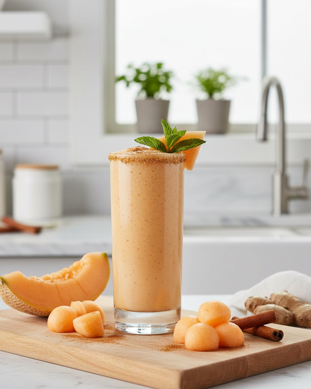Spiced Cantaloupe Cooler – low FODMAP smoothie